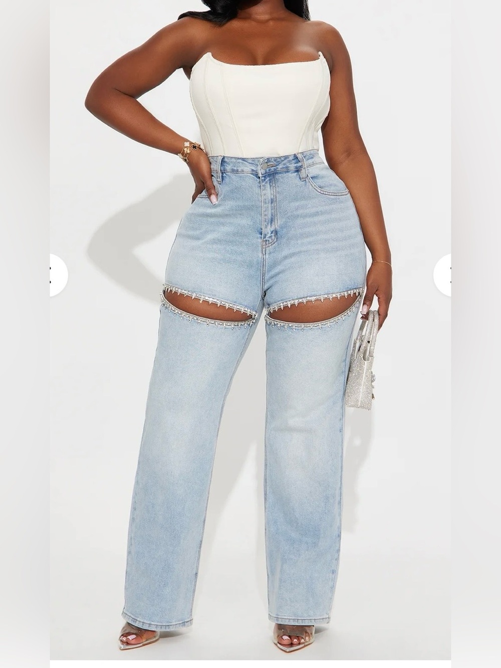 Fashion Nova You Belong With Me Embellished High-Rise Straight Leg Jeans